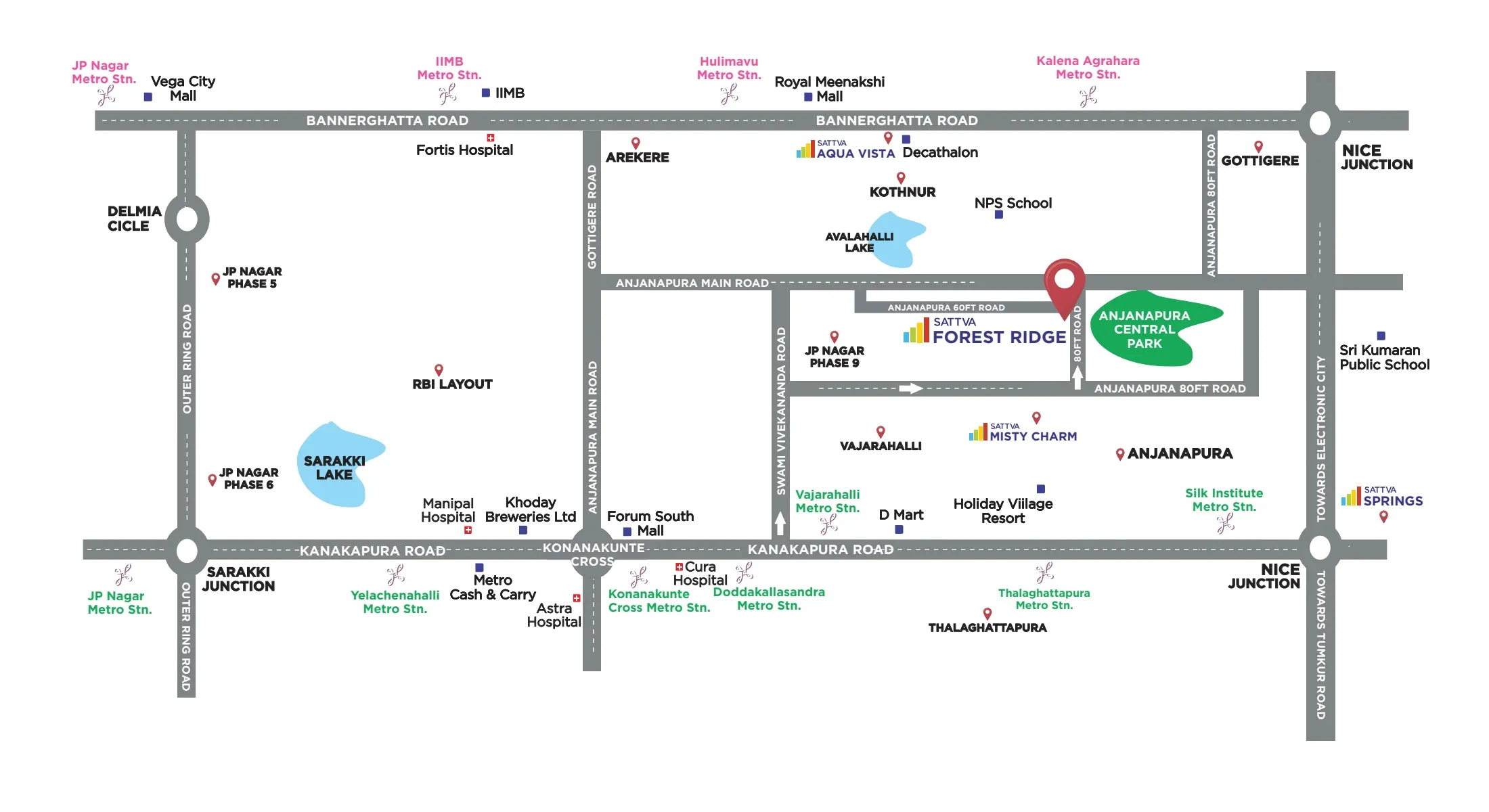 Sattva Forest Ridge Location Map